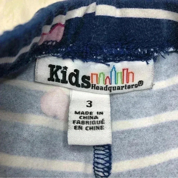 Kids  Headquarters Sweatpants Stripes / Hearts Blue/White/Pink Size 3T - Picture 4 of 16